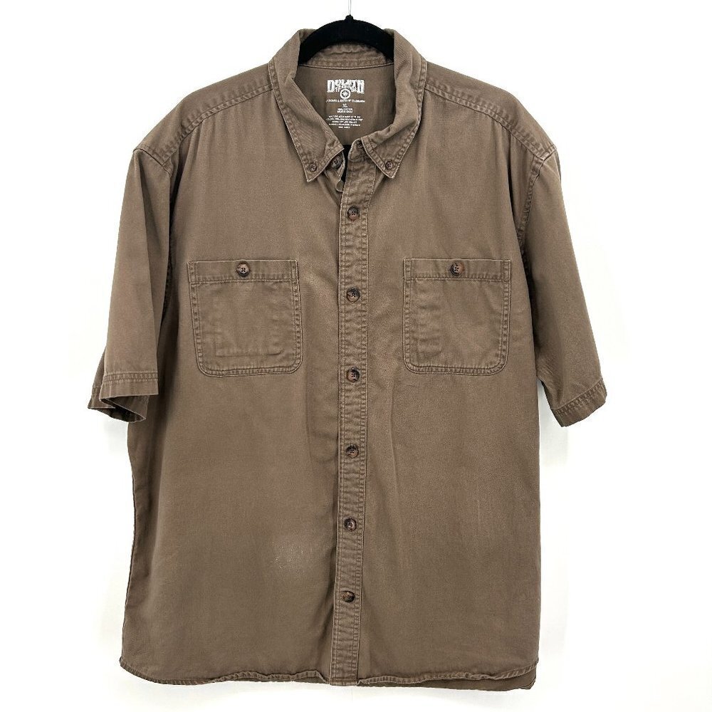 DULUTH TRADING CO. *Flawed* Men's Brown Short Sleeve Button Up Shirt Size XL